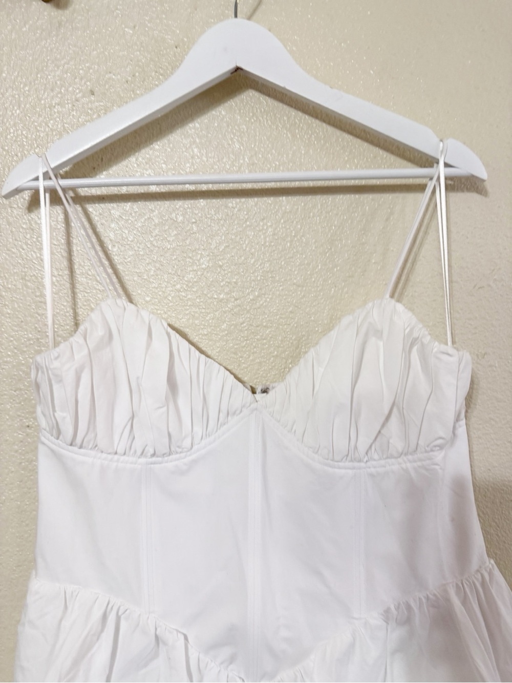 Good American Cotton Poplin Built In Shorts Ruched Cups White Mini Dress XL NEW - Picture 9 of 12